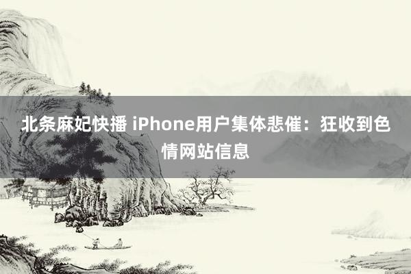 北条麻妃快播 iPhone用户集体悲催：狂收到色情网站信息