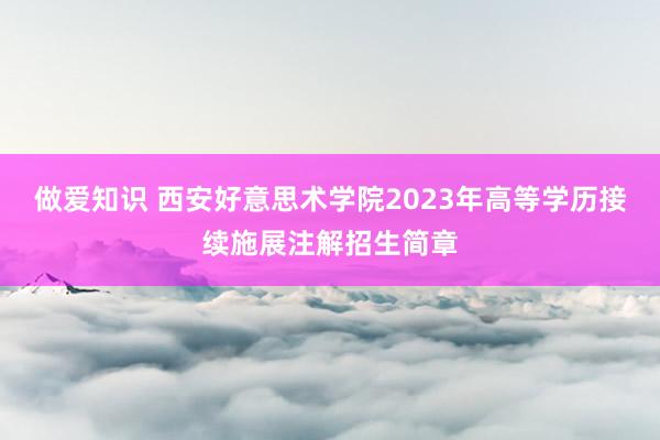 做爱知识 西安好意思术学院2023年高等学历接续施展注解招生简章