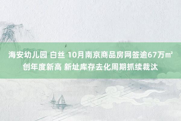 海安幼儿园 白丝 10月南京商品房网签逾67万㎡创年度新高 新址库存去化周期抓续裁汰