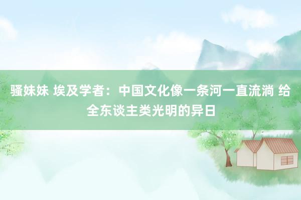 骚妹妹 埃及学者：中国文化像一条河一直流淌 给全东谈主类光明的异日