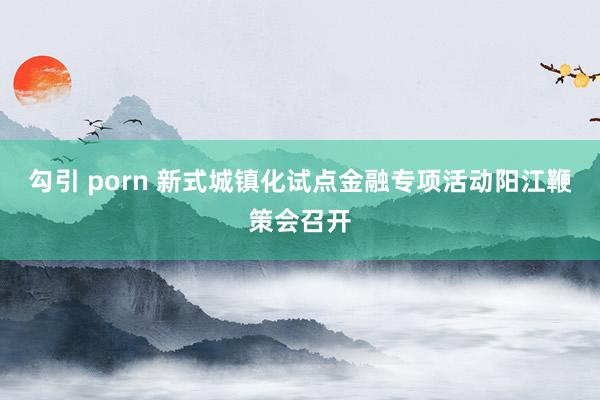 勾引 porn 新式城镇化试点金融专项活动阳江鞭策会召开